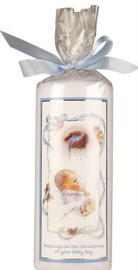 Christening Candle With Baby Boy (15cm)