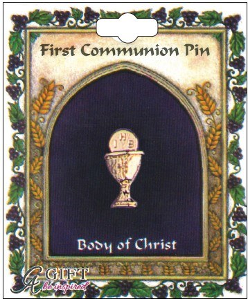 First Communion Chalice Pin Gold colour on Card