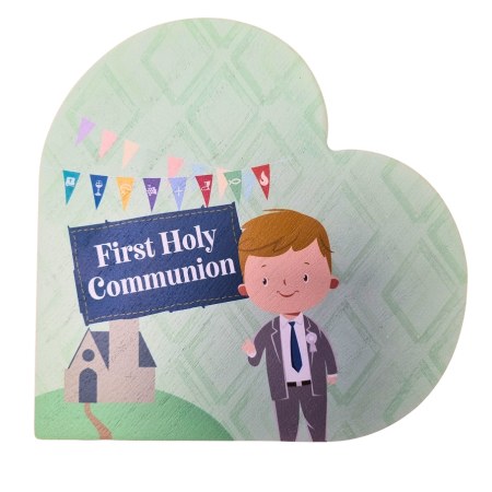 Boy First Holy Communion Heart Plaque