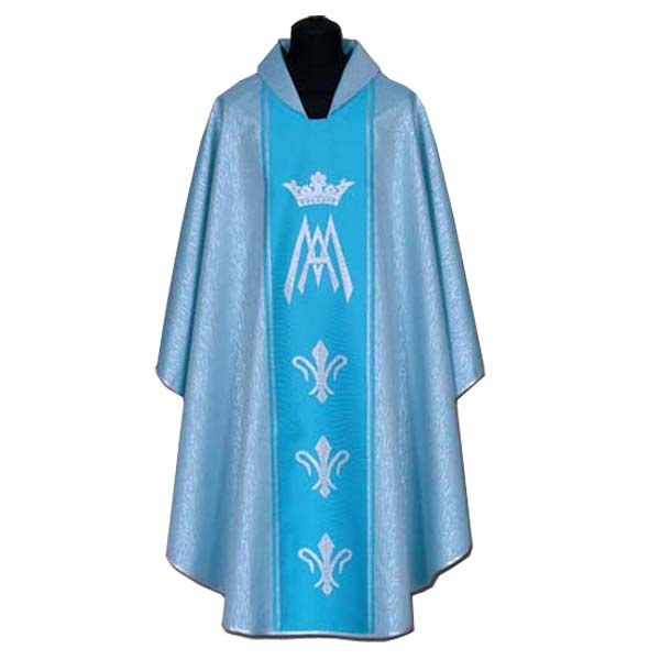 Silver and Blue Marian Chasuble