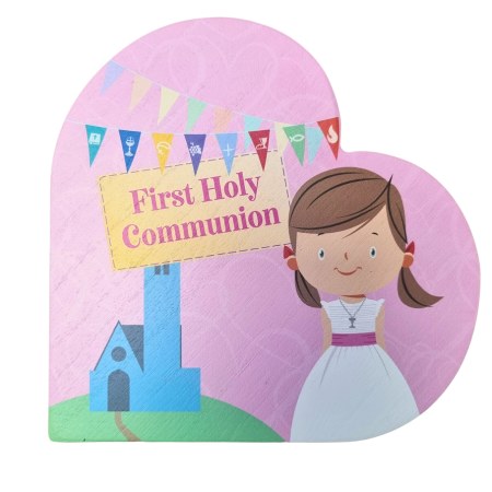 Girl First Holy Communion Heart Plaque
