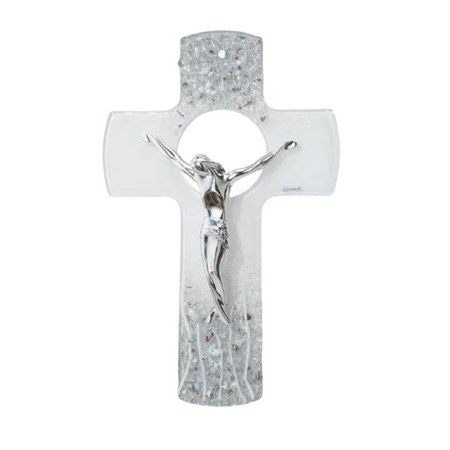 Silver Chiara Murano Glass Cross (25cm)