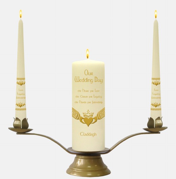 Ivory Claddagh Wedding candle Boxed Set