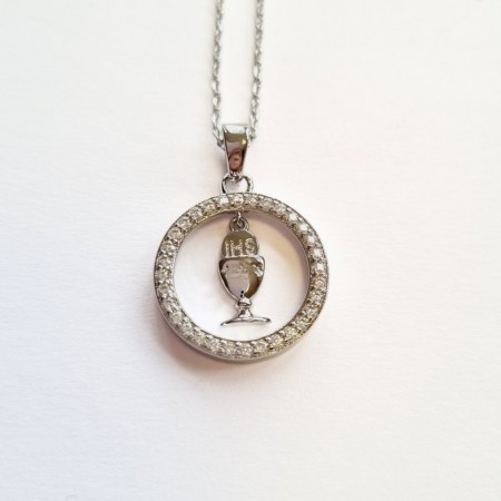First Communion Pendant with floating Silver Chalice