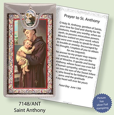 St Anthony  Prayercard and Medal