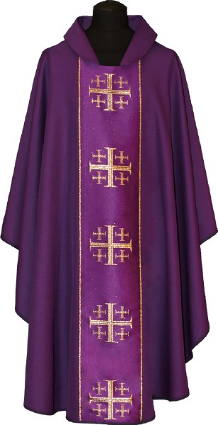 Purple Chasuble with Gold Printed Crosses