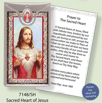 Sacred Heart Prayer Card And Medal - Veritas