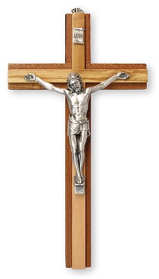 Two Tone Mahogany Crucifix (15cm)