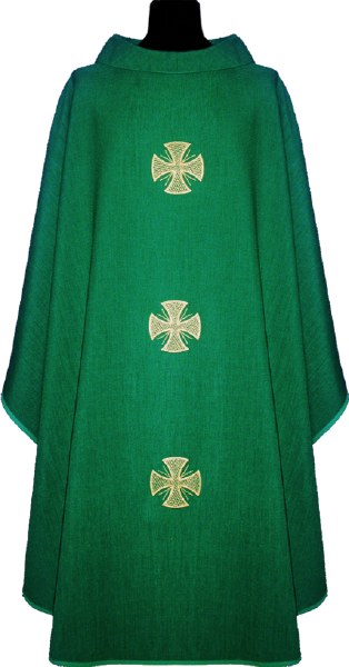 Green Chasuble with Embroidered Crosses