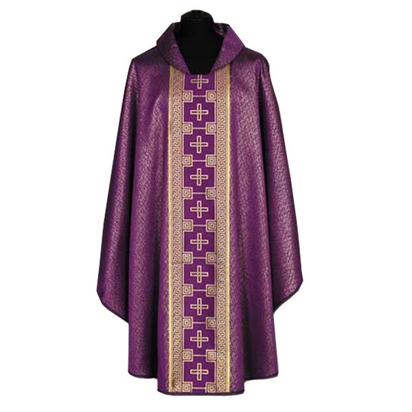 Purple Chasuble with Gold Crosses Orphrey