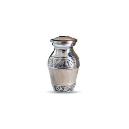 Silver & Cream Keepsake Memorial Urn (8cm)