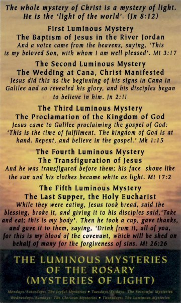 The Luminous Mysteries of the Rosary