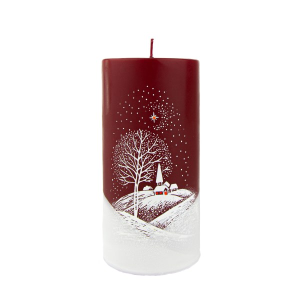 Snowy Christmas Scene Pillar Candle (15cm)