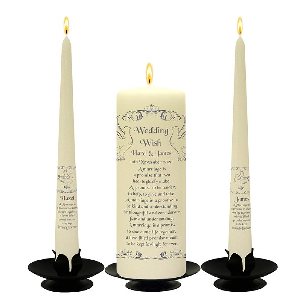 Wedding Wish Silver Candle Set