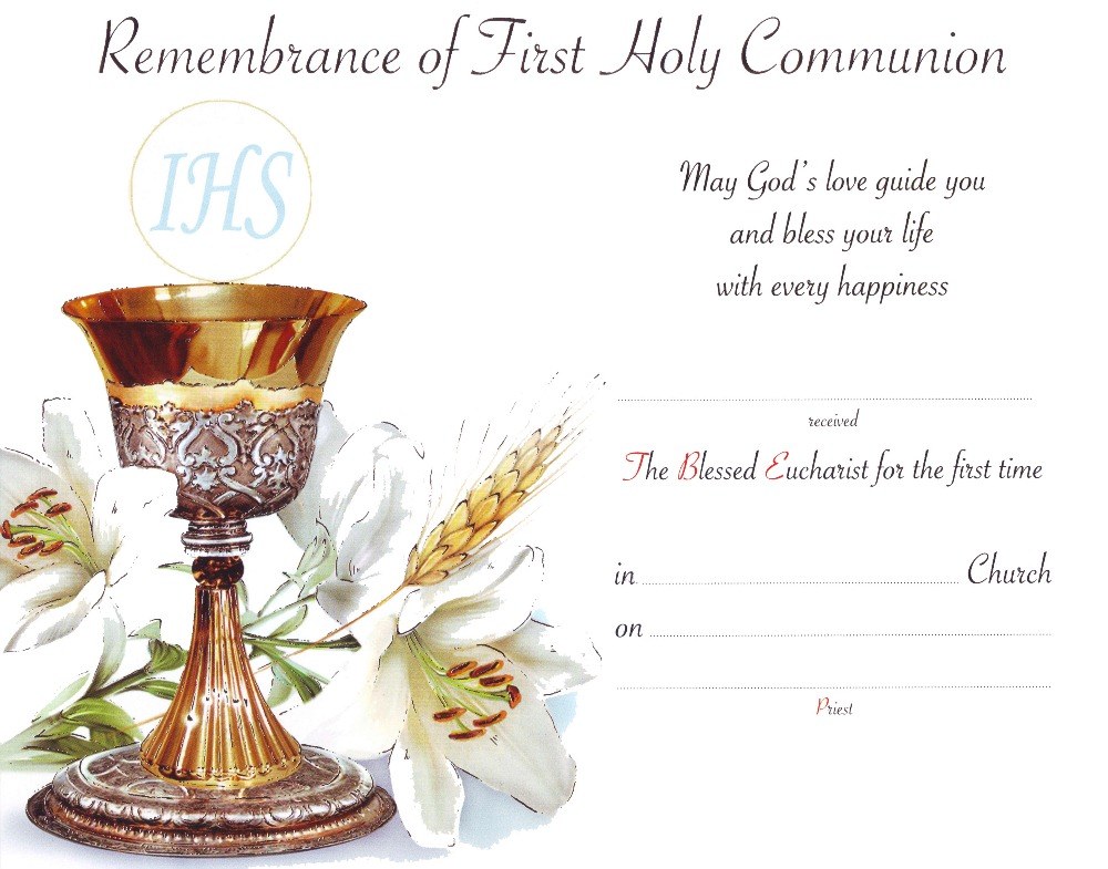 First Holy Communion Certificate Veritas