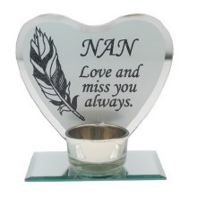 Nan Feather Heart Tea Light