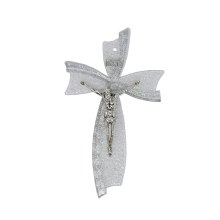 Silver Murano Glass Crucifix (25cm) Silver Murano Glass Crucifix (25cm)