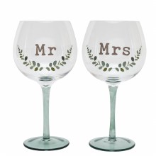 Mr and Mrs Love Story Gin Glass Set of 2