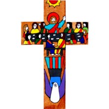 Last Supper Hand Painted Cross (25cm)