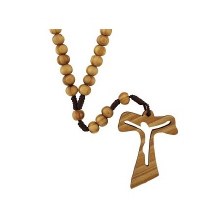Olive Wood Tau Cross  Rosary Beads