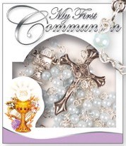 Blue Pearl First Holy Communion Rosary Beads