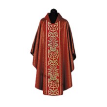 Dark Red Chasuble with Gold Crosses Design