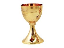 Gold Plated Chalice with Red Cross Icon (16cm x 10cm Diameter) Gold Plated Chalice with Red Cross Icon (16cm x 10cm Diameter)