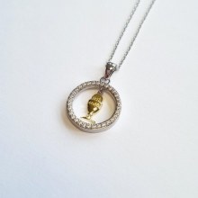 Additional picture of First Communion Pendant two tone with floating gold Chalice