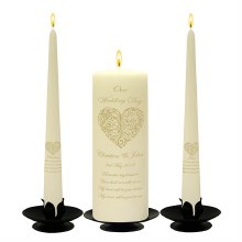 Additional picture of Vintage Heart Gold Wedding Candle Set