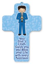 Boy First Holy Communion Wood Cross