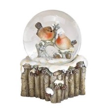 Additional picture of Robin and Owl Snowglobe (6cm)