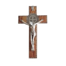 St Benedict Olive Wood Crucifix (23x13cm)