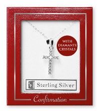 Confirmation Sterling Silver Crystal Cross