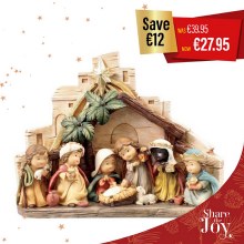 Nativity Scene with Stable Backdrop (20cm)