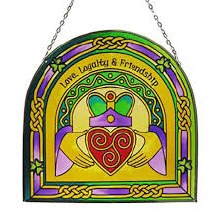 Claddagh Ring Arch Stained Glass Panel