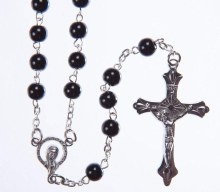 Black Glass Rosary Beads