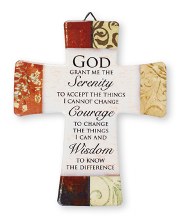 Serenity Prayer Glazed Porcelain Cross