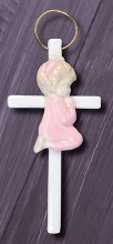 Pink Baby Girl Ceramic Cross