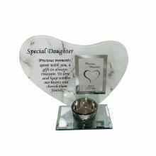 Daughter Heart Plaque with Tea Light