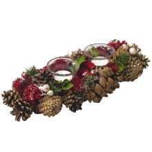 Christmas Double Tea Light Table Centre (32cm) Christmas Double Tea Light Table Centre (32cm)