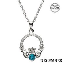 Claddagh Birthstone Necklace With Swarovski Crystals (December)