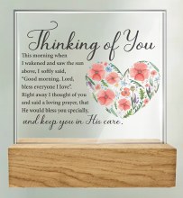 Thinking of You Glass Plaque Wooden Base