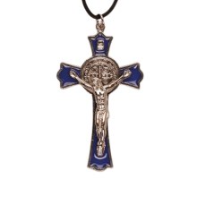 Blue St Benedict Crucifix