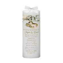 White Flowers and Rings Remembrance Candle