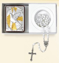 Confirmation Silver Icon with rosary Beads Confirmation Silver Icon with rosary Beads