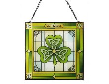 Additional picture of Shamrock Stain Glass Panel (16x 16cm)