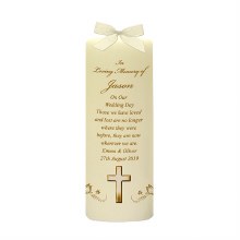 Additional picture of Butterflies and Cross Gold Wedding Remembrance Candle