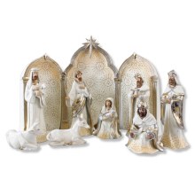 White and Gold Nativity Scene (25cm)