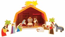 Children's Wood Nativity Set with Free Book