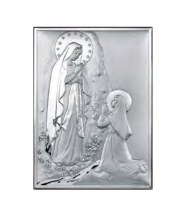 Our Lady of Lourdes Sterling Silver Icon (18 x 13 cm)